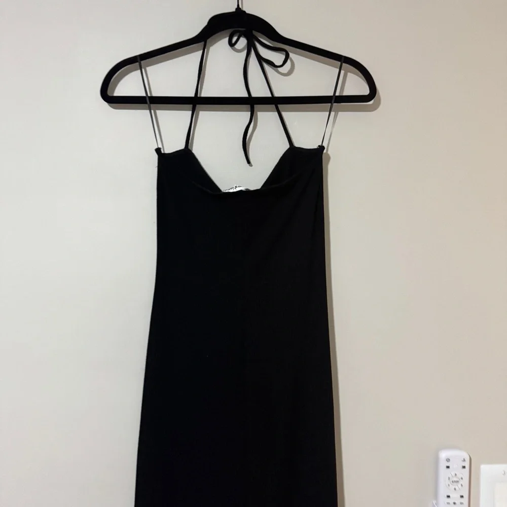 Reformation Black Ribbed Hilo Twist Dress with High Slit - Picture 10 of 10